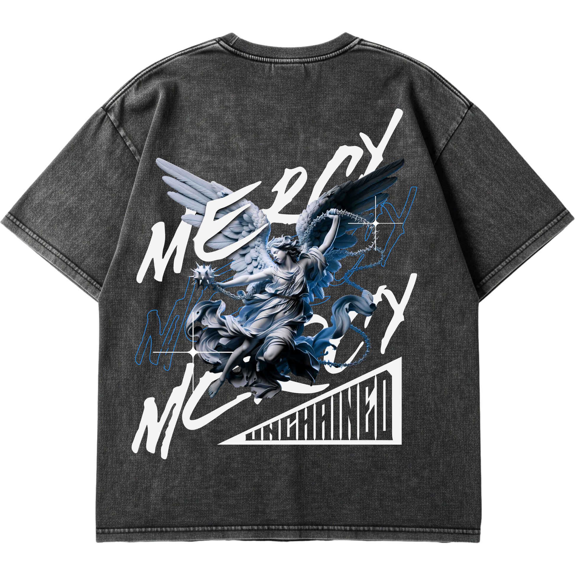 black washed streetwear tee with Christian designs ${25}