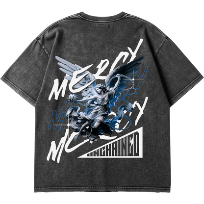 black washed streetwear tee with Christian designs ${25}