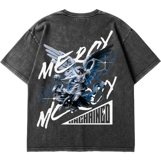 black washed streetwear tee with Christian designs ${25}